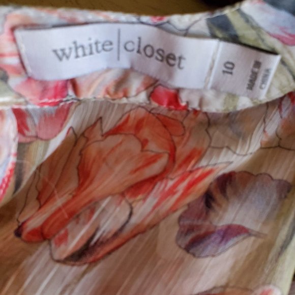 White Closet Boho Floral Chiffon Peplum Keyhole Blouse S - Picture 5 of 5